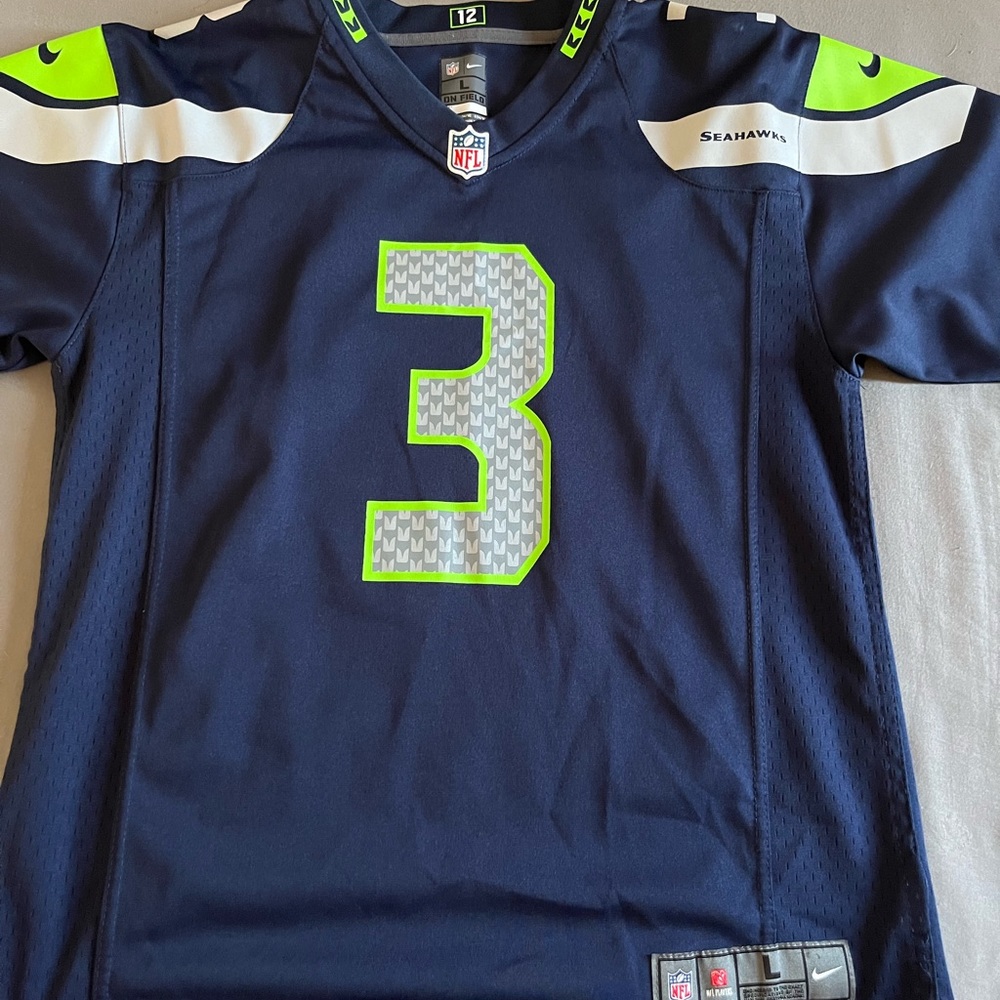 NFL Seattle Seahawks Nike Russell Wilson Kids Youth Navy Jersey Sz L #3
